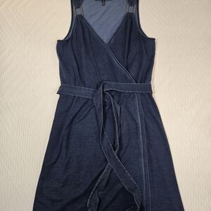 White House Black Market Blue Denim Wrap Dress Size 6